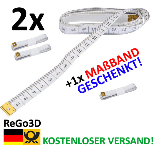 2+1 Gummiertes Maßband Schneidermaßband Messband 1,50M/ 150cm lang klein kompakt